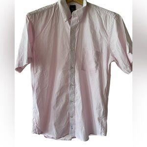 🔥🩷Tailorbyrd Men’s Large pink/white pinstriped shirt embroidered flamingo!